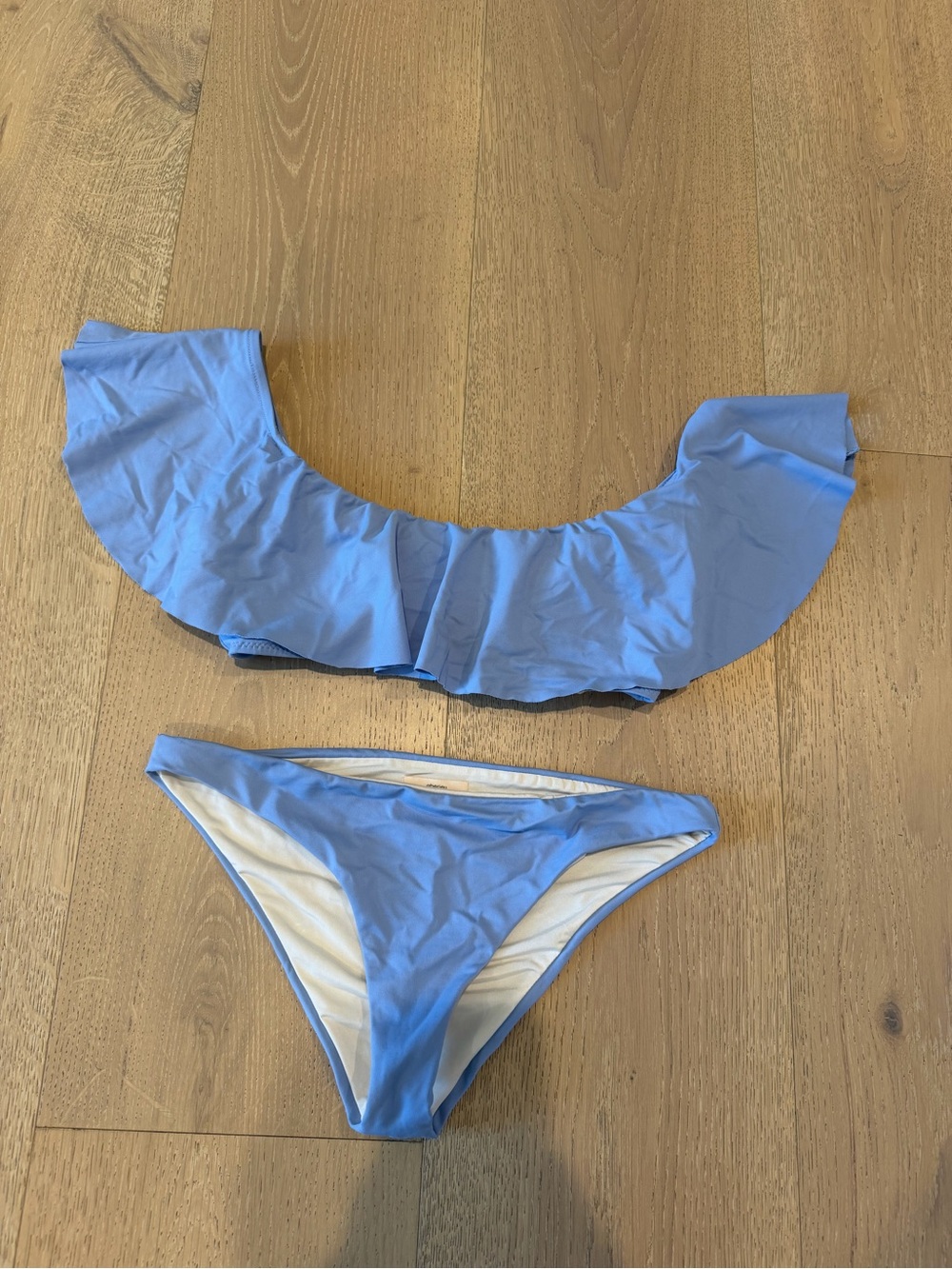 Eberjey Light Blue Ruffle Off-Shoulder Bikini